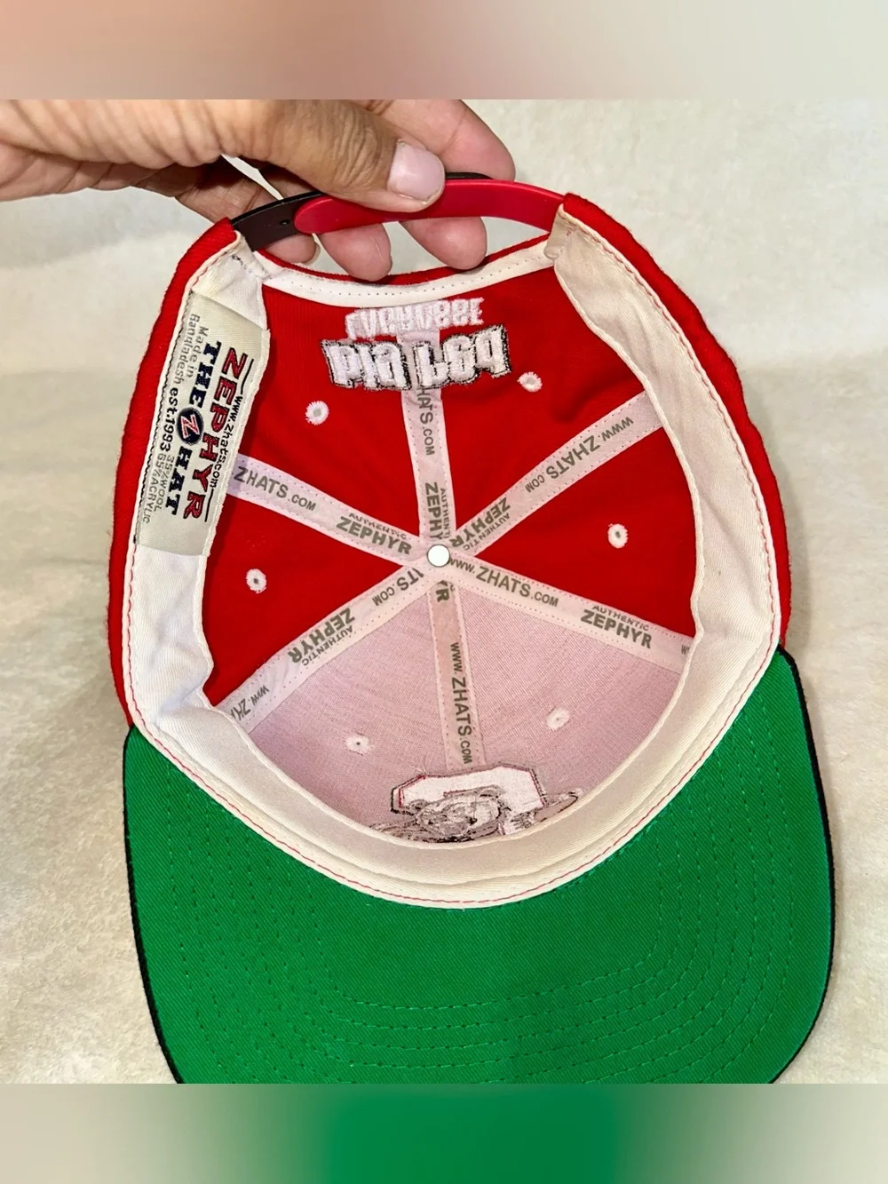 Vtg Zephyr Cornell Big Red Lacrosse Snapback Hat Cap Green Underbrim Y2K 90s